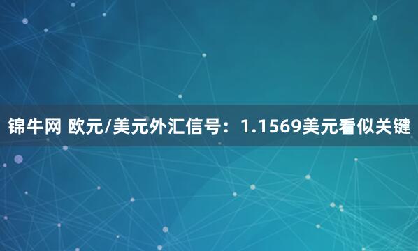 锦牛网 欧元/美元外汇信号：1.1569美元看似关键